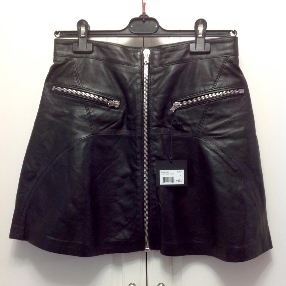 Black Leather A-Line Mini Skirt